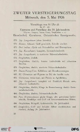Fayencen und Porzellane des 18. Jahrhunderts, Einzelmöbel, Garnituren, Ostasiatisches Kunstgewerbe (Nr. 471-634)