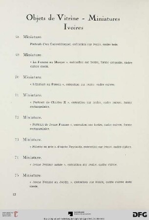 Objets de vitrine – Miniatures ivoires (Nr. 68-93B)