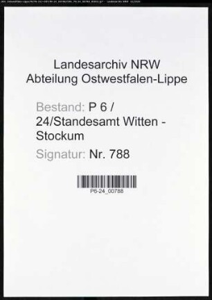Sterberegister Standesamt Witten-Stockum