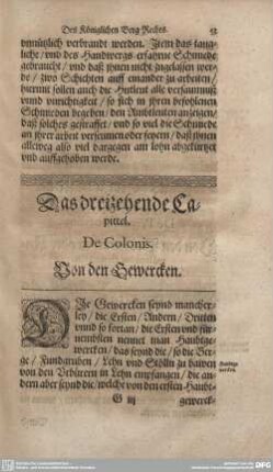 Das dreizehende Capittel. De Colonis. Von den Gewercken.