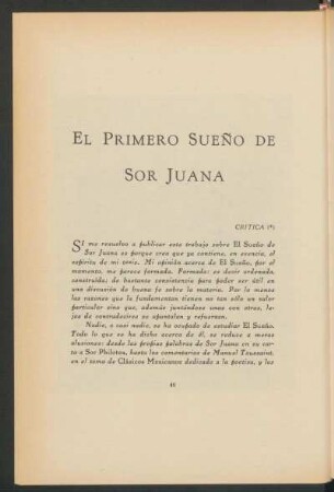 El primero sueño de Sor Juana
