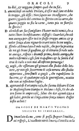 Oracoli Di Marco Vigero Vescovo Di Senigallia.