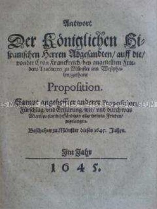 Antwort der königlichen hispanischen Herren Abgesandten