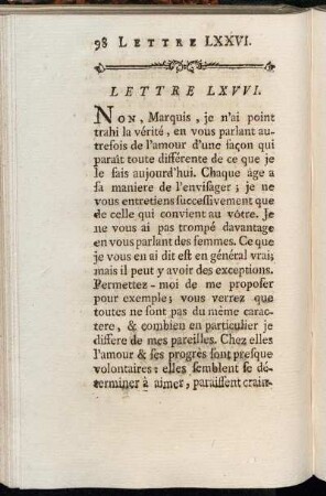 Lettre LXVVI - Lettre LXXX