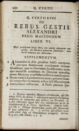 Q. Curtii Rufi De Rebus Gestis Alexandri Regis Macedonum Liber VI.