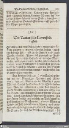[XV.] Die Tartarische Unvorsichtigkeit