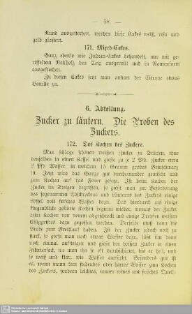 6. Abteilung. Zucker zu läutern. Die Proben des Zuckers