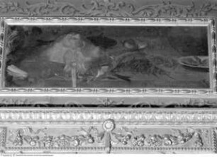 Bildfelder mit Stilleben oberhalb der Spiegel, Westwand: Stilleben mit Fischen und Meeresfrüchten