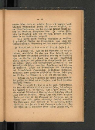 B. Krankheiten des männlichen Geschlechts.