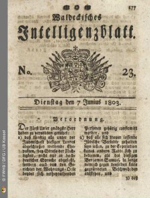 No. 23. Dienstag den 7 Junius 1803