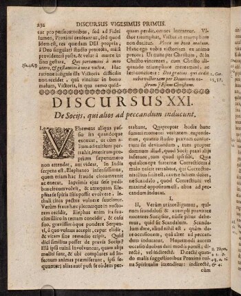 292-305, Discursus XXI. De Sociis, qui alios ad peccandum inducunt.