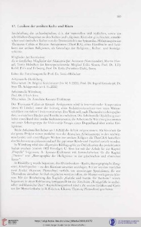 17. Lexikon der antiken Kulte und Riten (Heidelberg/Würzburg)