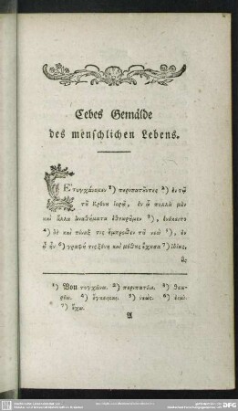 Cebes Gemälde des menschlichen Lebens