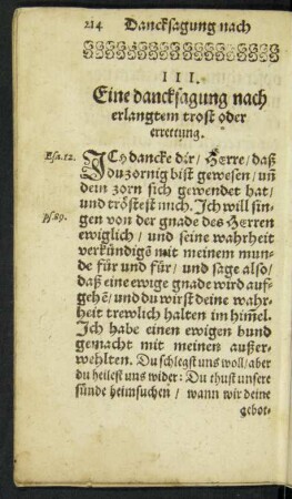 III. Eine dancksagung nach erlangtem trost oder errettung.
