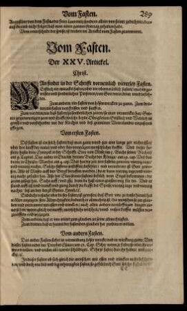 Vom Fasten. Der XXV. Artickel.