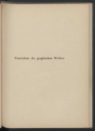 Verzeichnis der graphischen Werke