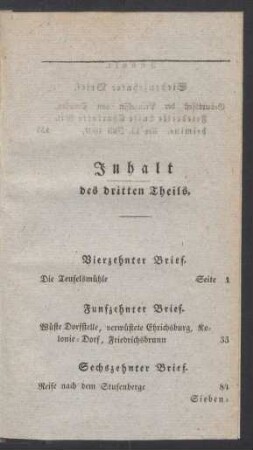 Inhalt des dritten Theils.