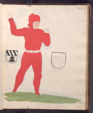 Schembartläufer (Bleistiftzeichnung, rot ausgemalt), Wappen
