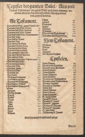 Register der gantzen Bibel/ Alts und Newes Testaments ...