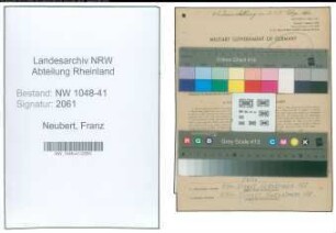 Entnazifizierung Franz Neubert , geb. 04.11.1912 (Polizist)