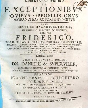 Dissertatio iuridica de exceptionibus quibus oppositis onus probandi eas actori iniungitur