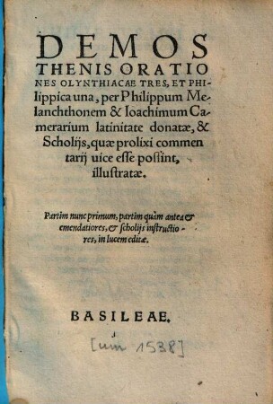 Demosthenis Orationes Olynthiacae Tres, Et Philippica una