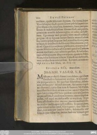 Epistola XCI. Bruxellam. Ioanni Vasaeo. V. R.