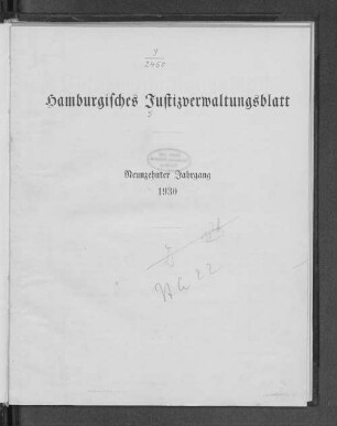 19.1930: Hamburgisches Justizverwaltungsblatt : HmbJVBL