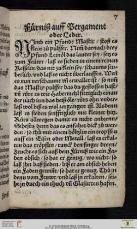 Fürniß auf Pergament oder Leder