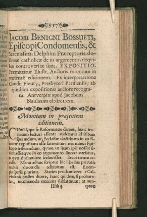 Jacobi Benigni Bossueti, Episcopi ... Expositio.