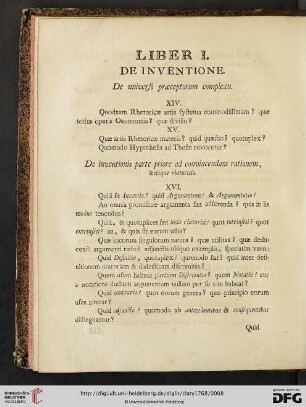 Liber I: De Inventione