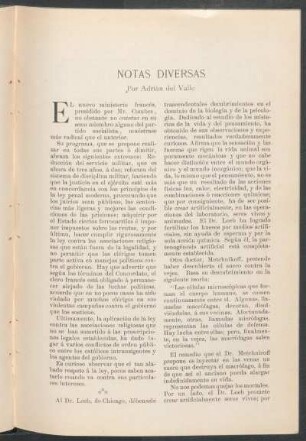 Notas diversas.