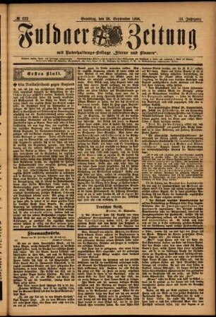 Erste Ausgabe vom Samstag, den 26. September 1896.