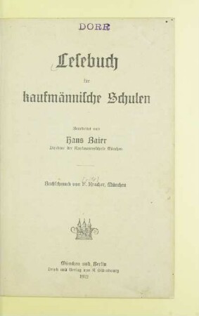 Lesebuch für kaufmännische Schulen