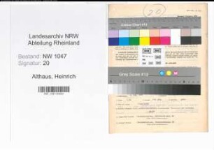 Entnazifizierung Heinrich Althaus , geb. 07.05.1890 (Beamter)