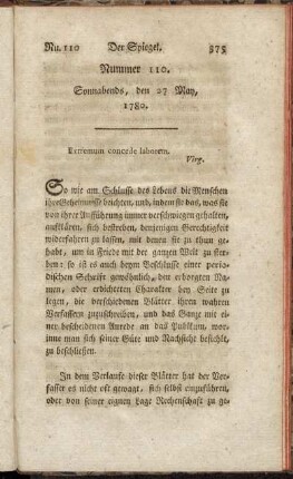 Nummer 110. [Beschluß des Spiegels.] Sonnabends, den 27 May 1780.