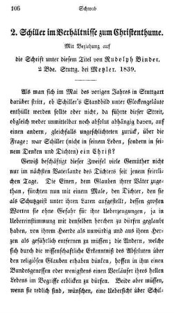 2. Schiller im Verhältnisse zum Christenthume.