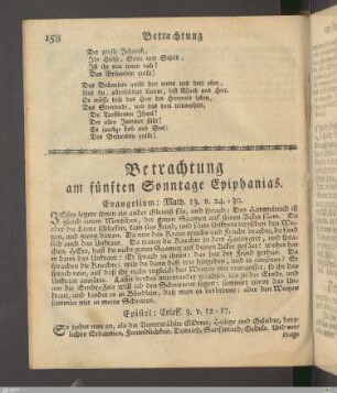 Betrachtung am fünften Sonntage Epiphanias.