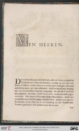 Myn' Heeren,