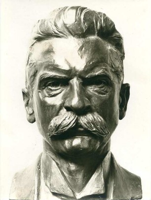 Bildnisbüste eines bärtigen, älteren Mannes : Bildnisbüste eines bärtigen, älteren Mannes (im Modellentwurf mit Krawatte). Bronzeguss-Ausführung (um 1920; C. Brose)