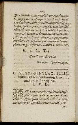 G. Argyrophylax, Illustrissimis ... Germanorum Principibus