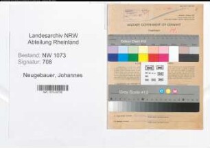 Entnazifizierung Johannes Neugebauer , geb. 11.07.1885 (Hausmeister)