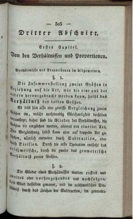 Dritter Abschnitt. Von den Verhältnissen und Proportionen.