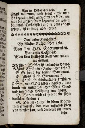 Das ander Haubtstuck Christlicher Catholischer Lehr. Von den H H. Sacramenten.