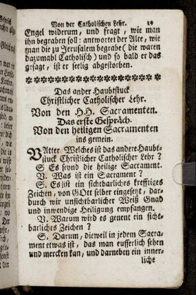 Das ander Haubtstuck Christlicher Catholischer Lehr. Von den H H. Sacramenten.