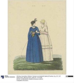 Gallery of Fashion, Fig. 221, 222: Riding Dress, Morning Dress