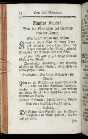 Fünftes Kapitel. Von den Gebrechen des Mundes und der Zunge.
