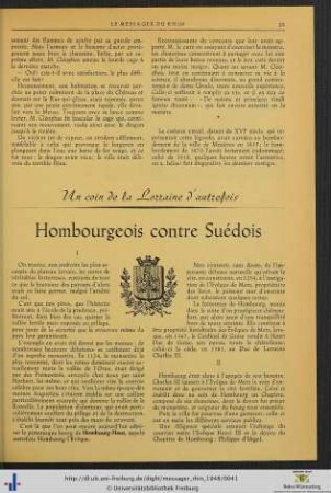Hombourgeois contre Suédois.
