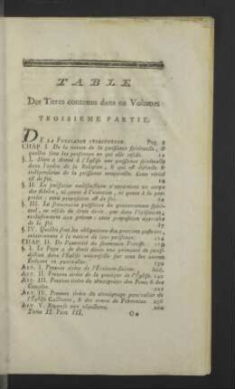 Table des Titres contenus dans ce Volume.