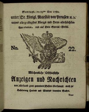 No. 22. Montags, den 29ten May 1780.